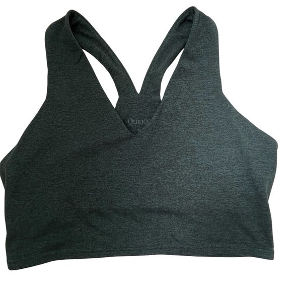 Quince Ultra Soft V Neck Cropped Tank Size Heather Green Work Out Athletic - Picture 4 of 9